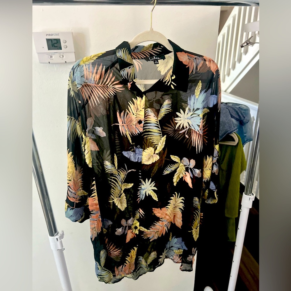 Lulus sheer button down shirt